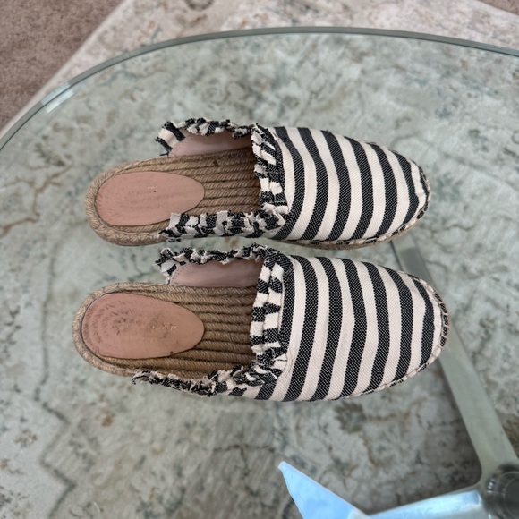 Kate Spade Striped Black and White Laila Espadrille Mules Women’s Size 8 - Picture 2 of 10